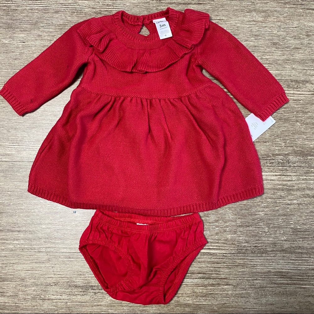 Carter’s Baby Girls Sweater Ruffle Holiday Dress